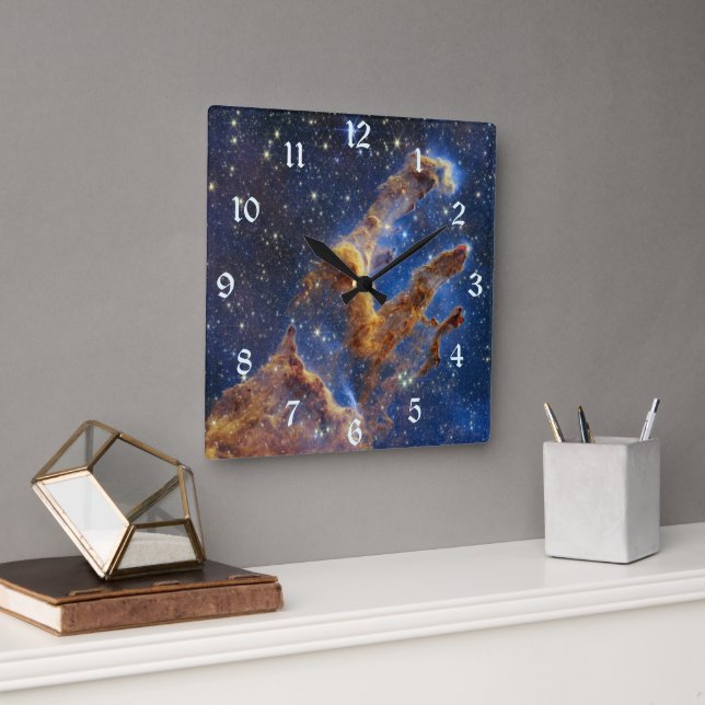 Reloj Cuadrado Pilares de la creación Eagle Nebula Webb Telescopi (Oficina)