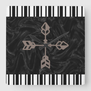 Reloj Cuadrado Piloto de mármol reversible de banda negra/blanca