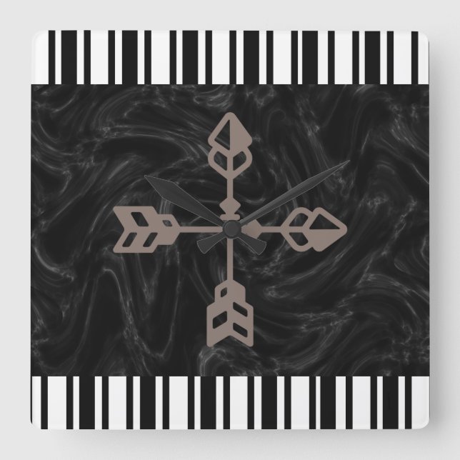 Reloj Cuadrado Piloto de mármol reversible de banda negra/blanca (Anverso)