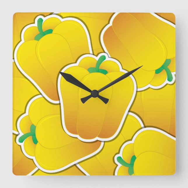 Reloj Cuadrado Pimienta amarilla (Anverso)
