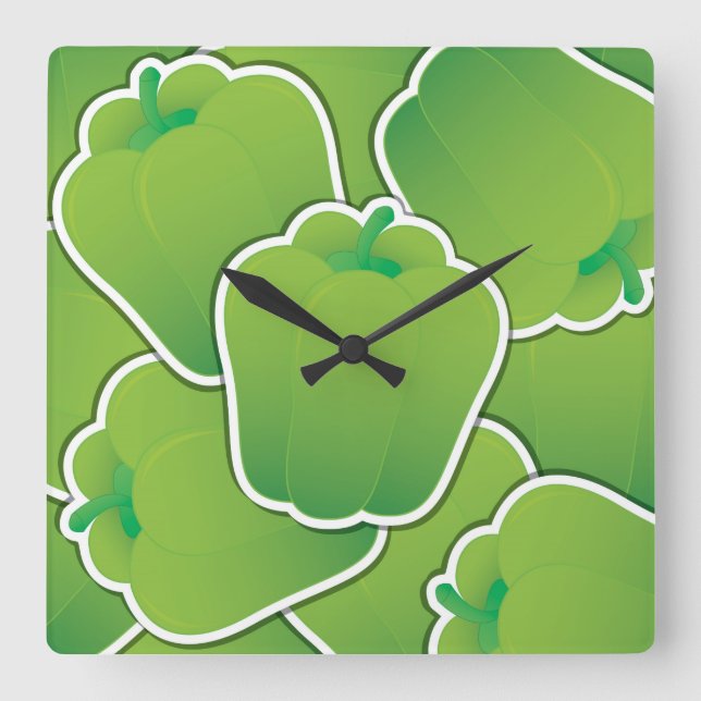 Reloj Cuadrado Pimienta verde (Anverso)