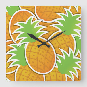 Reloj Cuadrado Piña divertida