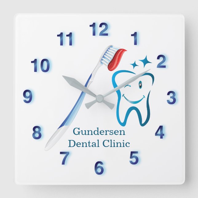 Reloj Cuadrado Pincel dental para dentistas 🦷 Diversión dental a (Anverso)