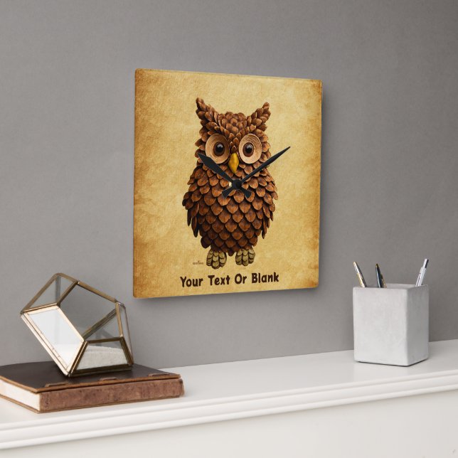 Reloj Cuadrado Pine Cone Owl (Oficina)