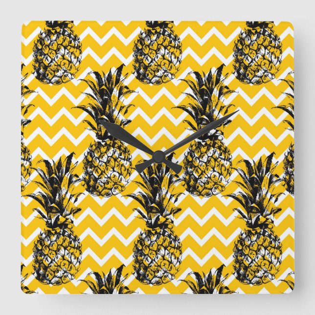 Reloj Cuadrado Pineapple Zigzags (Anverso)
