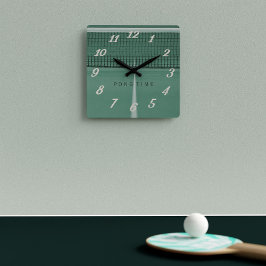Reloj Cuadrado Ping Pong Time Green Table Tenis Net Design
