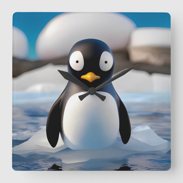 Reloj Cuadrado Pingüino (Anverso)