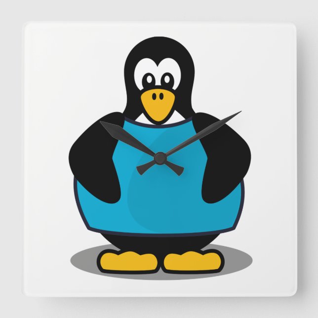 Reloj Cuadrado Pingüino con camisa (Anverso)