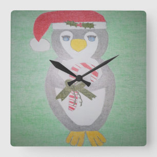 Reloj Cuadrado Pingüino Navidades