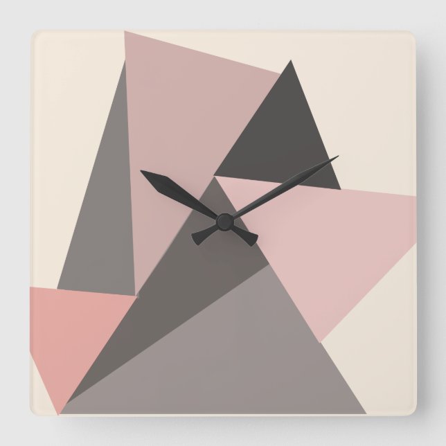 Reloj Cuadrado Pink and Gray Mid-century Modern Geometric   (Anverso)