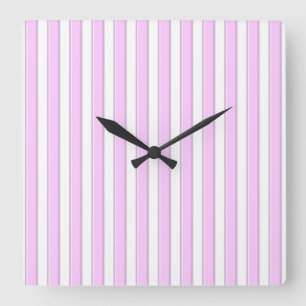 Reloj Cuadrado Pink and Gray Stripes Wall Clock