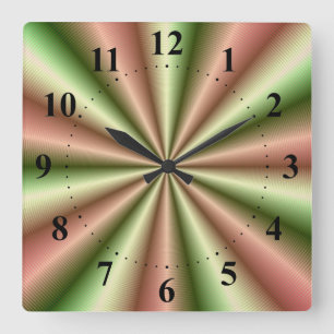 Reloj Cuadrado Pink and Green Ribbed Pleat Wall Clock