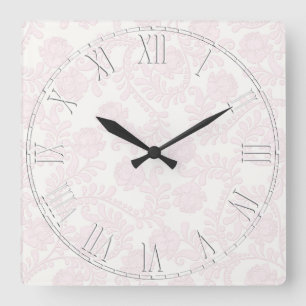 Reloj Cuadrado Pink and White Elegant Flower Floral