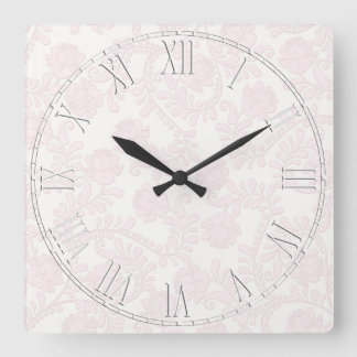 Reloj Cuadrado Pink and White Elegant Flower Floral