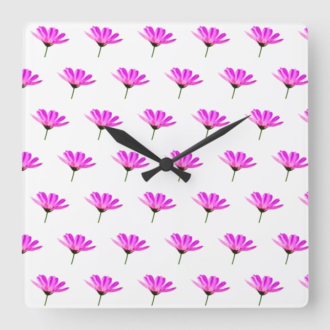 Reloj Cuadrado Pink Daisy (Anverso)