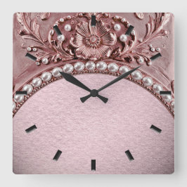 Reloj Cuadrado Pink Flower Wall Clock