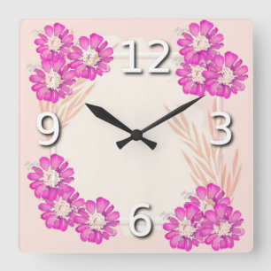 Reloj Cuadrado Pink flowers