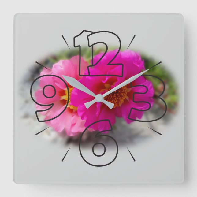 Reloj Cuadrado Pink flowers in the sun (Anverso)