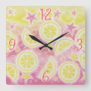 Reloj Cuadrado Pink Lemonade 'Numbers square cuadrado