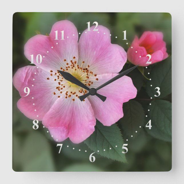 Reloj Cuadrado pink little flowers (Anverso)