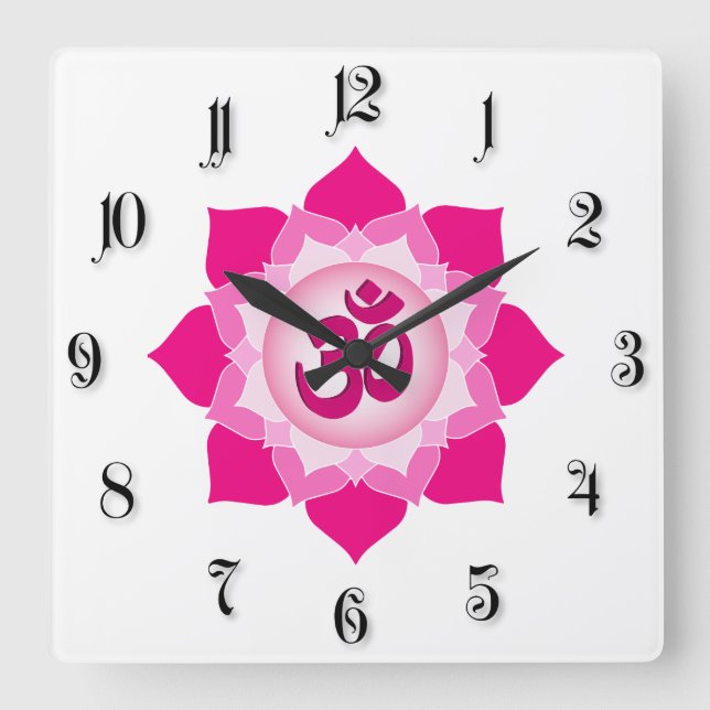 Reloj Cuadrado Pink lotus (Anverso)