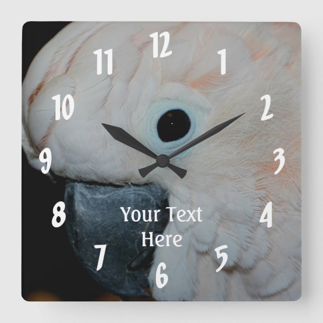 Reloj Cuadrado Pink Moluccan Cockatoo Parrot (Anverso)