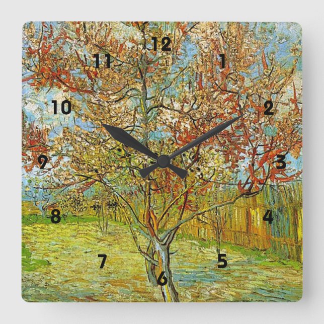 Reloj Cuadrado Pink Peach Tree in Blossom Reminiscence of Mauve (Anverso)