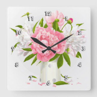 Reloj Cuadrado Pink Peonies Fine Floral
