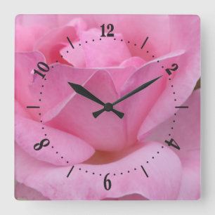 Reloj Cuadrado Pink rose flower square wall clock