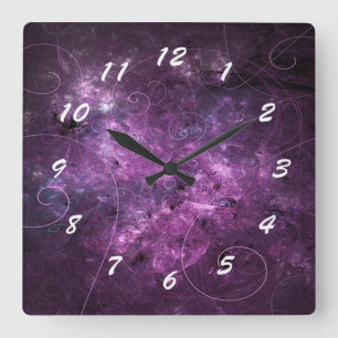 Reloj Cuadrado Pink Swirls Fractal Square Clock