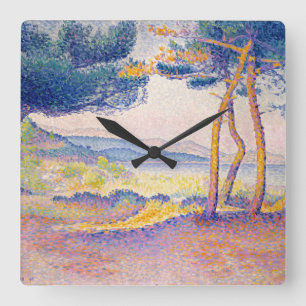 Reloj Cuadrado Pinos a lo largo de la orilla