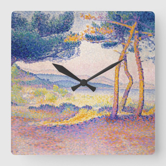 Reloj Cuadrado Pinos a lo largo de la orilla (Anverso)