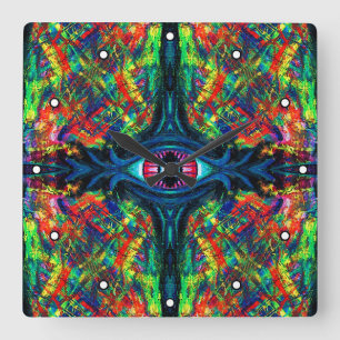 Reloj Cuadrado Pintado de ojos torcidos y trippy con puntos