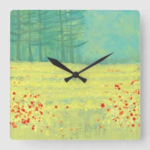 Reloj Cuadrado Pintado paisajístico de Meadow