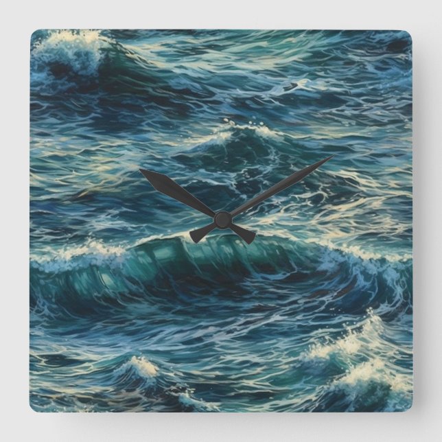 Reloj Cuadrado Pintando las marejadas (Anverso)