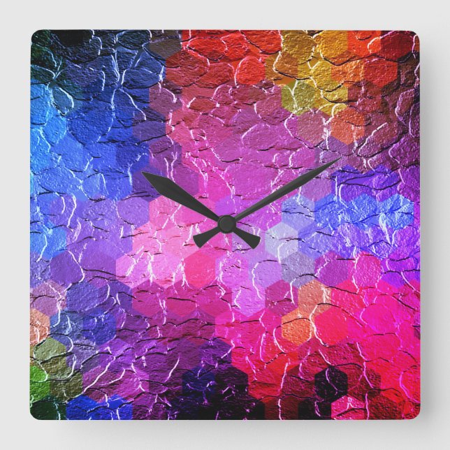 Reloj Cuadrado Pintura abstracta | Color dinámico (Anverso)