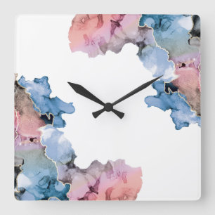 Reloj Cuadrado Pintura abstracta moderna con tinta de espoleta az