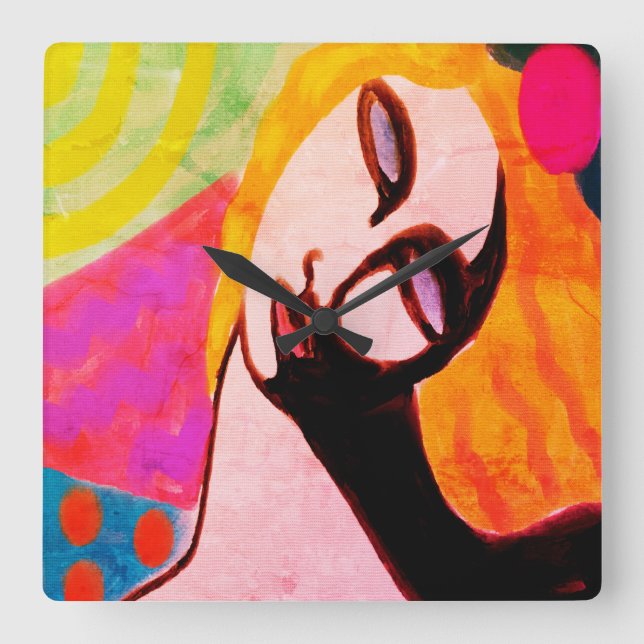 Reloj Cuadrado Pintura abstracta original (Anverso)