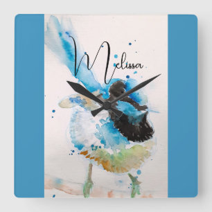 Reloj Cuadrado Pintura Acuarela de Carricero Azul Aves Australian