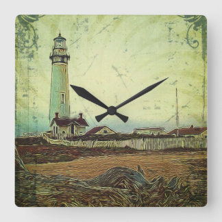 Reloj Cuadrado pintura al óleo a orillas del mar playa náutica Fa