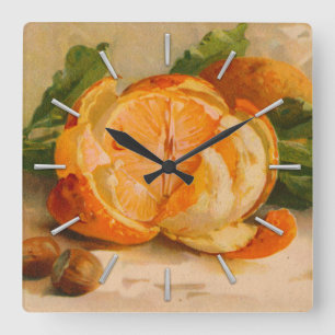 Reloj Cuadrado Pintura antigua anaranjada sabrosa