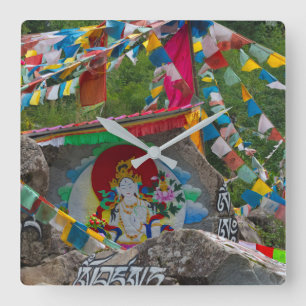 Reloj Cuadrado Pintura budista sobre rocas