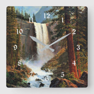 Reloj Cuadrado pintura de Albert Bierstadt, cataratas de Vernal