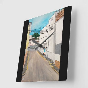 Reloj Cuadrado Pintura de Calle Cabanilles por Alfred Fox