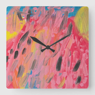 Reloj Cuadrado Pintura de cascada de arcoiris 