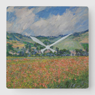 Reloj Cuadrado Pintura de Claude Monet, campo de adormidera en Gi