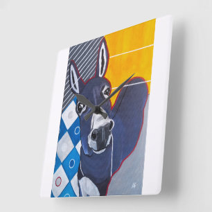 Reloj Cuadrado Pintura de Golpe de Burro por Alfred Fox