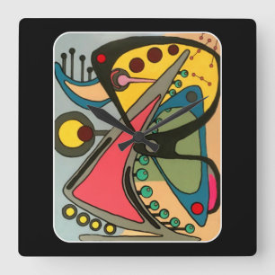 Reloj Cuadrado pintura de hombre abstracto de mediados de siglo h