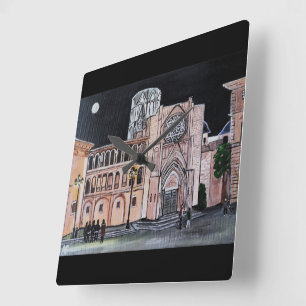 Reloj Cuadrado Pintura de la Catedral de Santa María por Alfred F