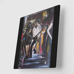Reloj Cuadrado Pintura de Mambo Night de Alfred Fox